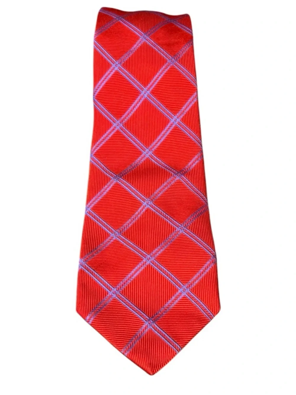 Thomas Pink Silk Tie Red Purple Diamond Grid France Jermyn Street London British